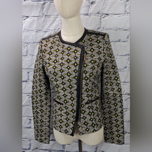 Guess by Marciano Women's Blazer Coat Jacket Asymmetrical Zip Cotton Linen 2 US - Picture 1 of 15